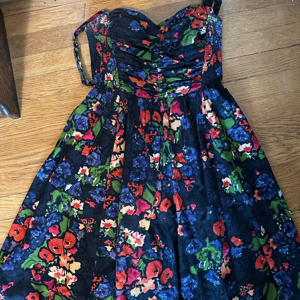 Y2K Anthropologie Floral Strapless Dress